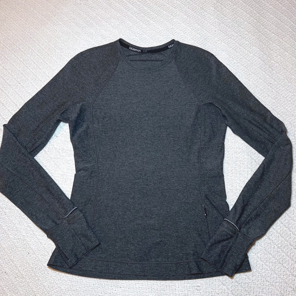 Lululemon Runderful Top Heathered Charcoal Grey Long Sleeve Running Shirt sz 6 - Picture 3 of 9